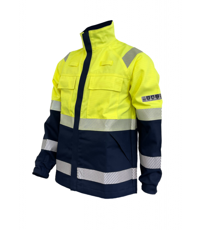 ANTISTATIC NON-FLAMMABLE JACKET NAVY BLUE/HI-VIS YELLOW