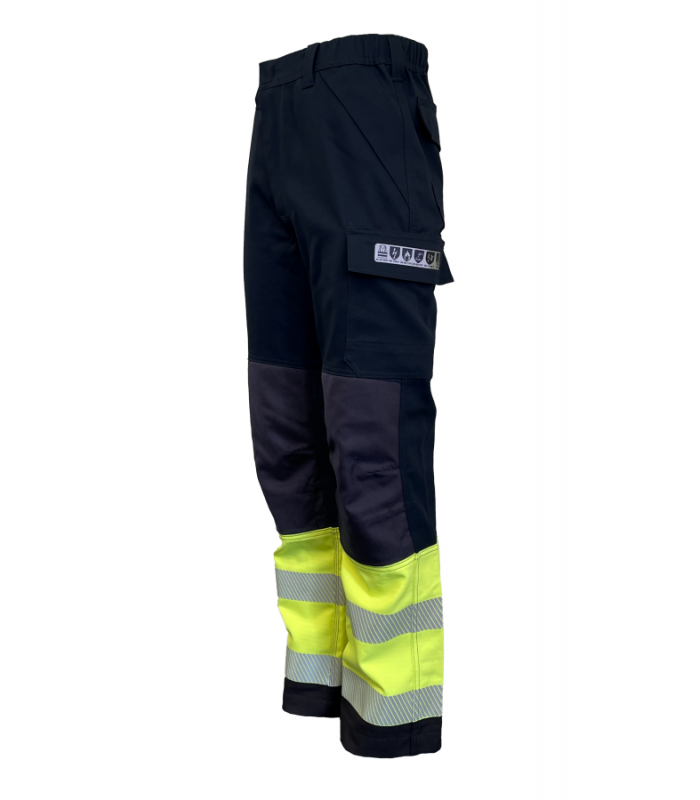 ANTISTATIC NON-FLAMMABLE TROUSERS NAVY BLUE/HI-VIS YELLOW